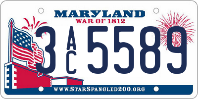 MD license plate 3AC5589