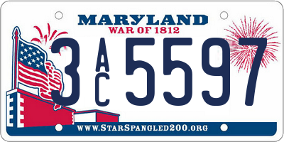 MD license plate 3AC5597