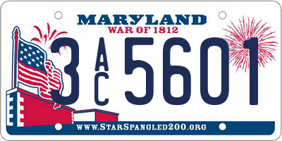 MD license plate 3AC5601