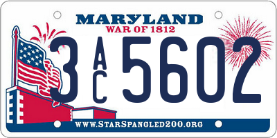 MD license plate 3AC5602