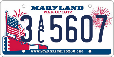 MD license plate 3AC5607