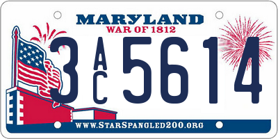 MD license plate 3AC5614