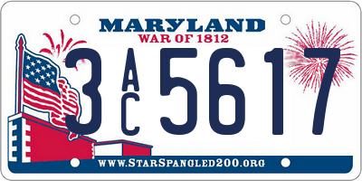 MD license plate 3AC5617