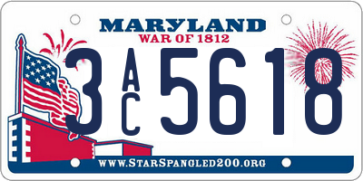 MD license plate 3AC5618