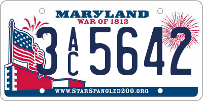 MD license plate 3AC5642