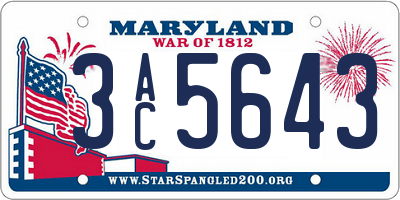 MD license plate 3AC5643