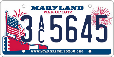 MD license plate 3AC5645