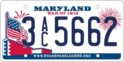 MD license plate 3AC5662