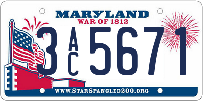 MD license plate 3AC5671
