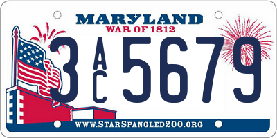 MD license plate 3AC5679