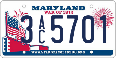 MD license plate 3AC5701
