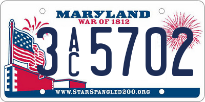MD license plate 3AC5702