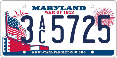 MD license plate 3AC5725