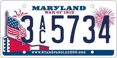 MD license plate 3AC5734