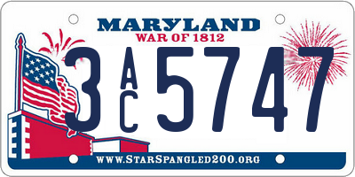 MD license plate 3AC5747
