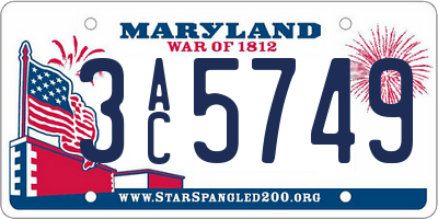 MD license plate 3AC5749