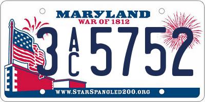 MD license plate 3AC5752
