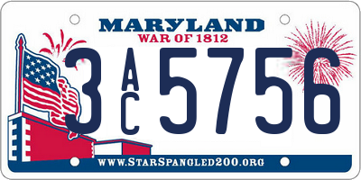 MD license plate 3AC5756