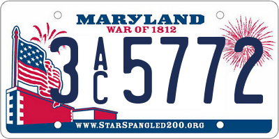 MD license plate 3AC5772