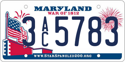 MD license plate 3AC5783