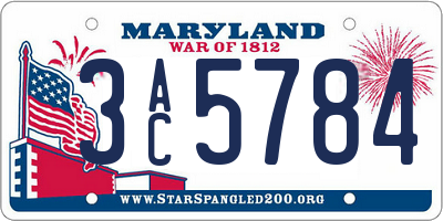MD license plate 3AC5784