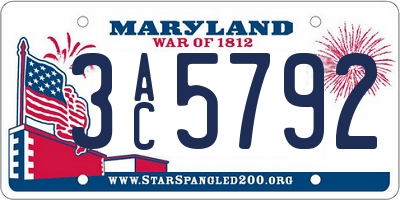 MD license plate 3AC5792