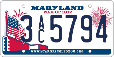 MD license plate 3AC5794