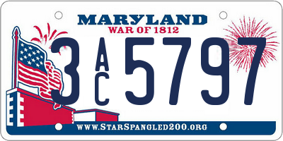 MD license plate 3AC5797