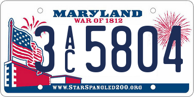 MD license plate 3AC5804