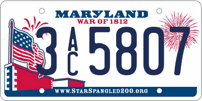 MD license plate 3AC5807