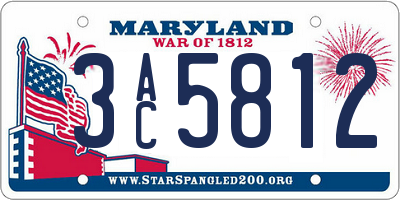 MD license plate 3AC5812