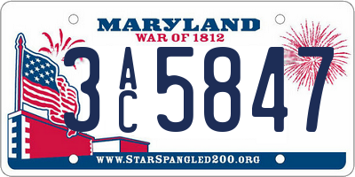 MD license plate 3AC5847