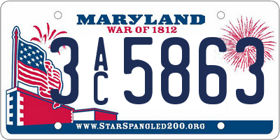 MD license plate 3AC5863
