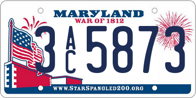 MD license plate 3AC5873