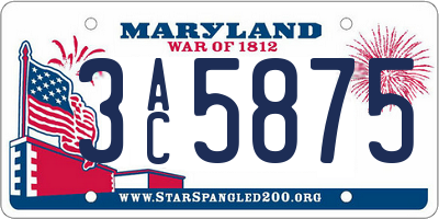 MD license plate 3AC5875