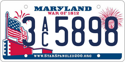 MD license plate 3AC5898
