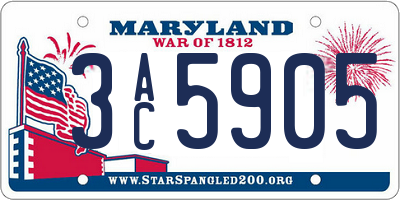 MD license plate 3AC5905