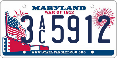 MD license plate 3AC5912