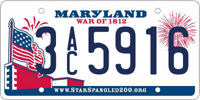 MD license plate 3AC5916