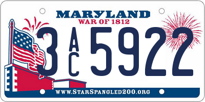 MD license plate 3AC5922