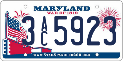 MD license plate 3AC5923