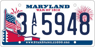 MD license plate 3AC5948