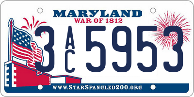 MD license plate 3AC5953