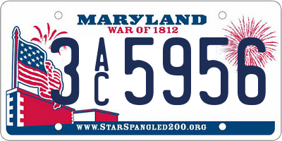 MD license plate 3AC5956