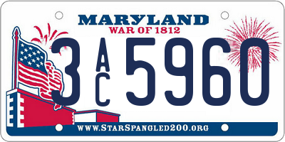 MD license plate 3AC5960