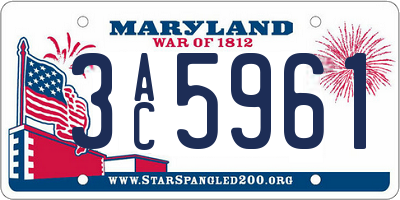 MD license plate 3AC5961