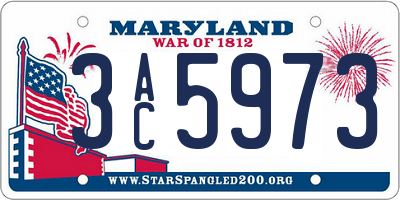MD license plate 3AC5973