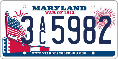 MD license plate 3AC5982