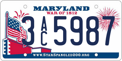 MD license plate 3AC5987