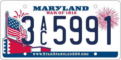 MD license plate 3AC5991